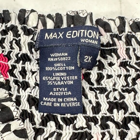 Max Edition Women's Size 2X Skirt Floral White Black Pink Lined Preowned - Picture 3 of 10